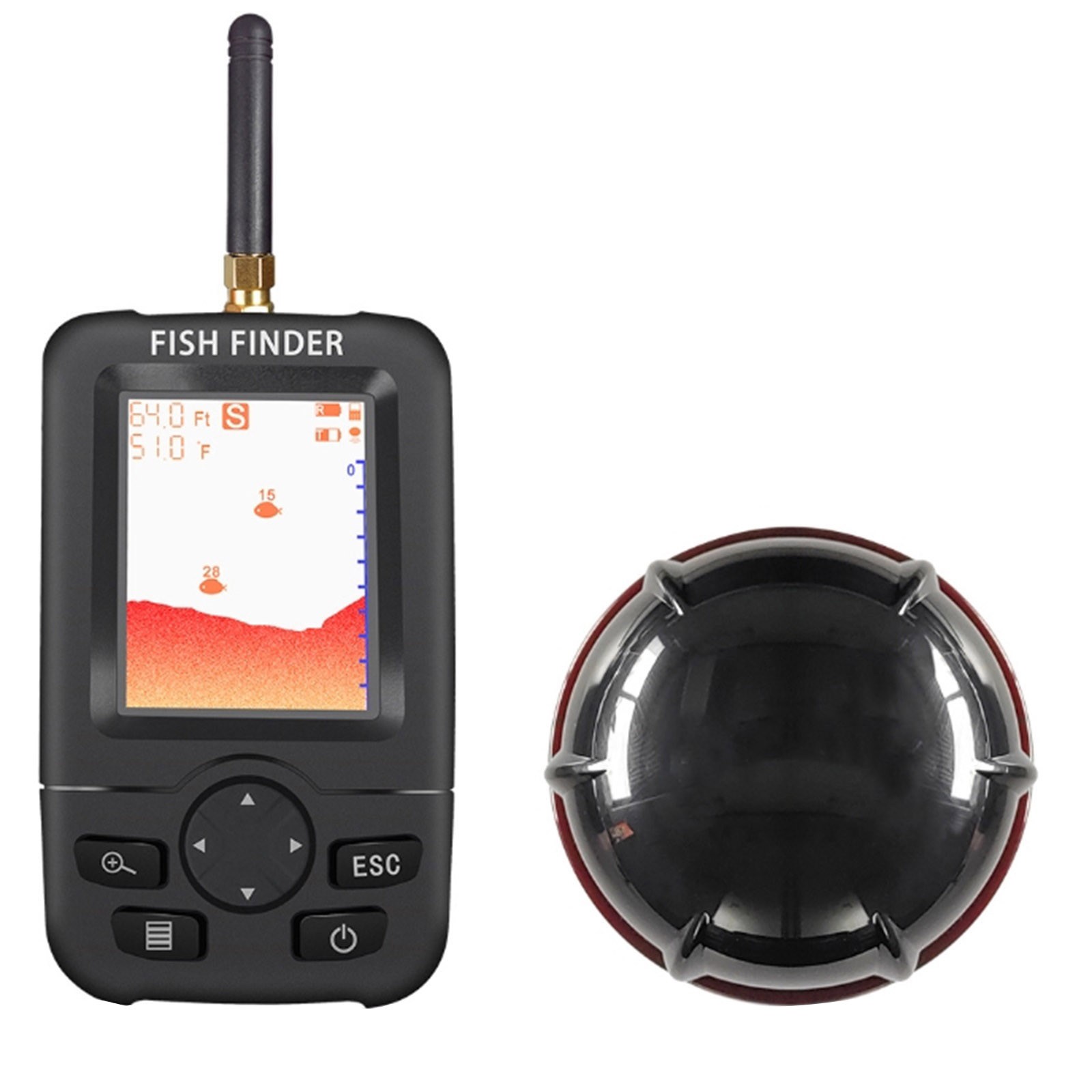 WXLCISI Wireless Fish Finder - Portable Sonar Depth Locator with Color LCD for Kayak Fishing